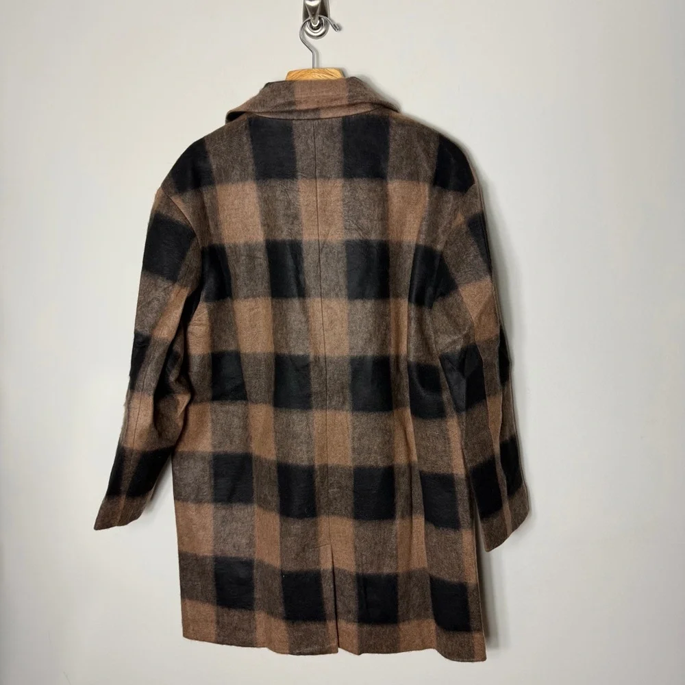 NEW Baltic Born Kirsti Coat Buffalo Check Plaid Brown Black Jacket Large - Picture 10 of 12